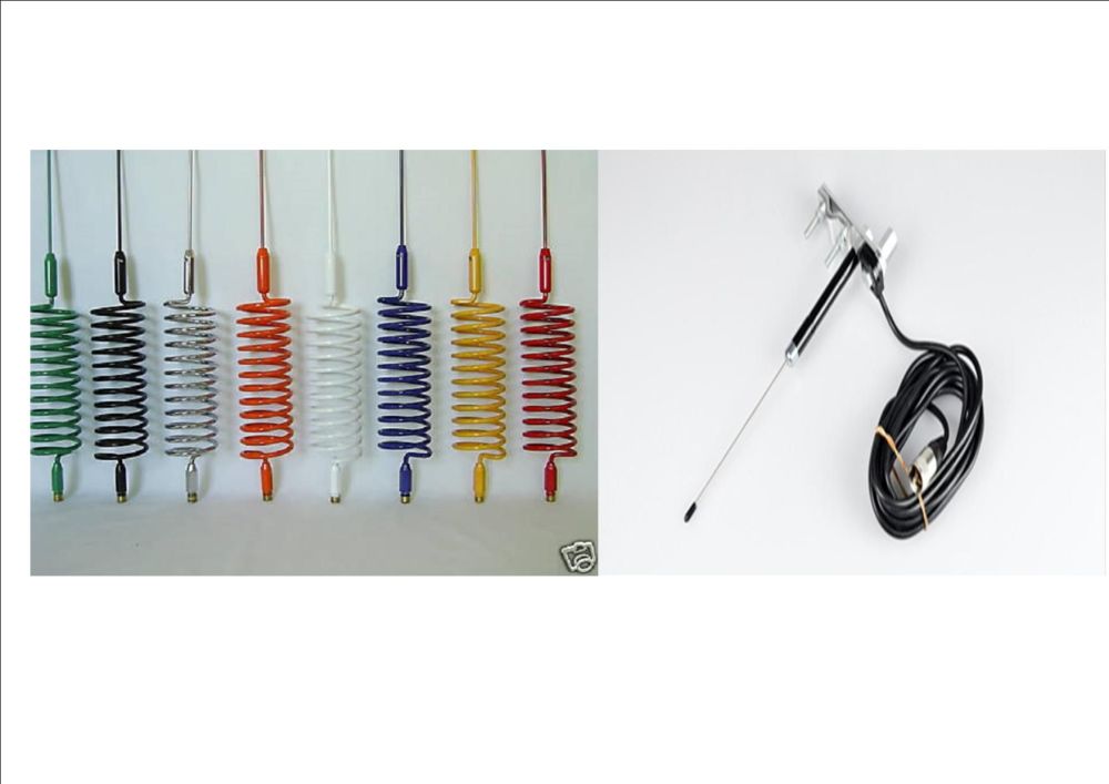 MINI SPRINGER MOBILE CB ANTENNA (CHOICE OF COLOURS) WITH GROUND PLAIN MOUNT