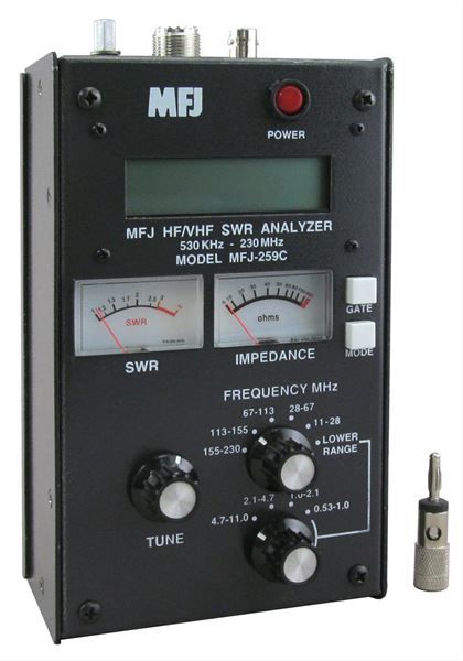 MFJ-259C - HF/VHF/220MHz SWR Analyser (530KHz - 230Mhz) 
