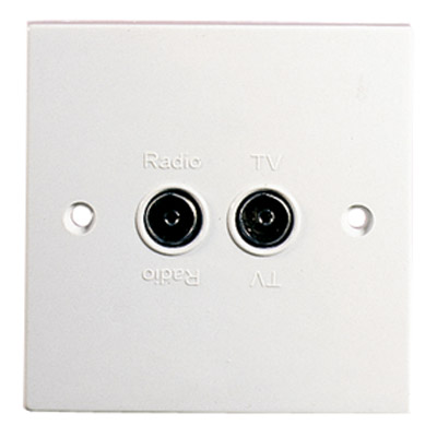Flush Twin Coax Outlet for TV and FM Radio