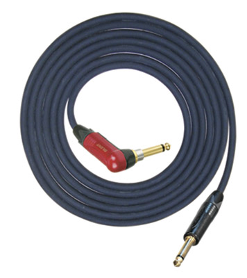 Professional Silent Right Angled Guitar Lead with Neutrik Connectors, Gold 