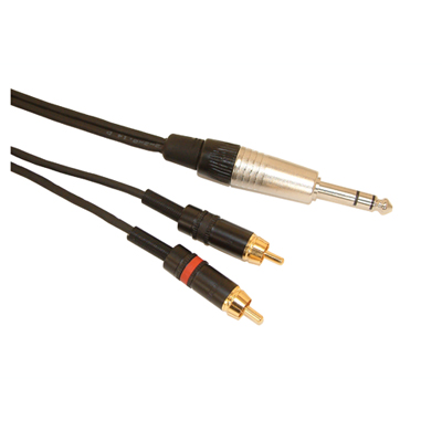 Professional 6.35mm Neutrik Stereo Jack Plug to 2 x Rean Phono Plug Screened Lead With Klotz Cable