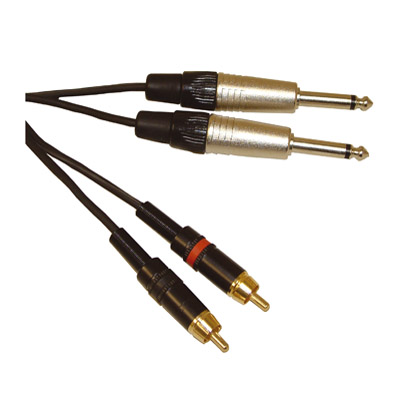 Professional 2x Neutrik 6.35 mm Mono Jack Plugs to 2x Rean Phono Plugs Screen Lead With Klotz Cable