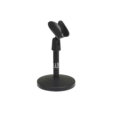 Desk Microphone Stand With Round Base and Microphone Clip in Black
