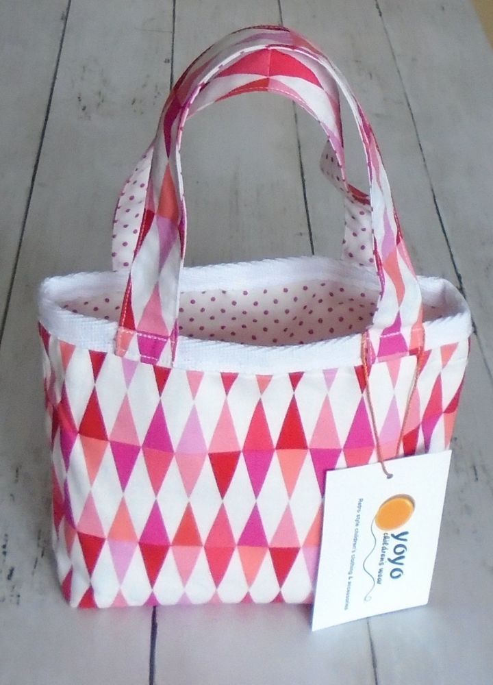Pink Triangles/Diamonds Reversible Bag