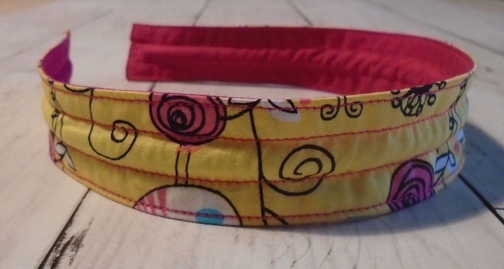 Yellow And Floral Birds Reversible Headband