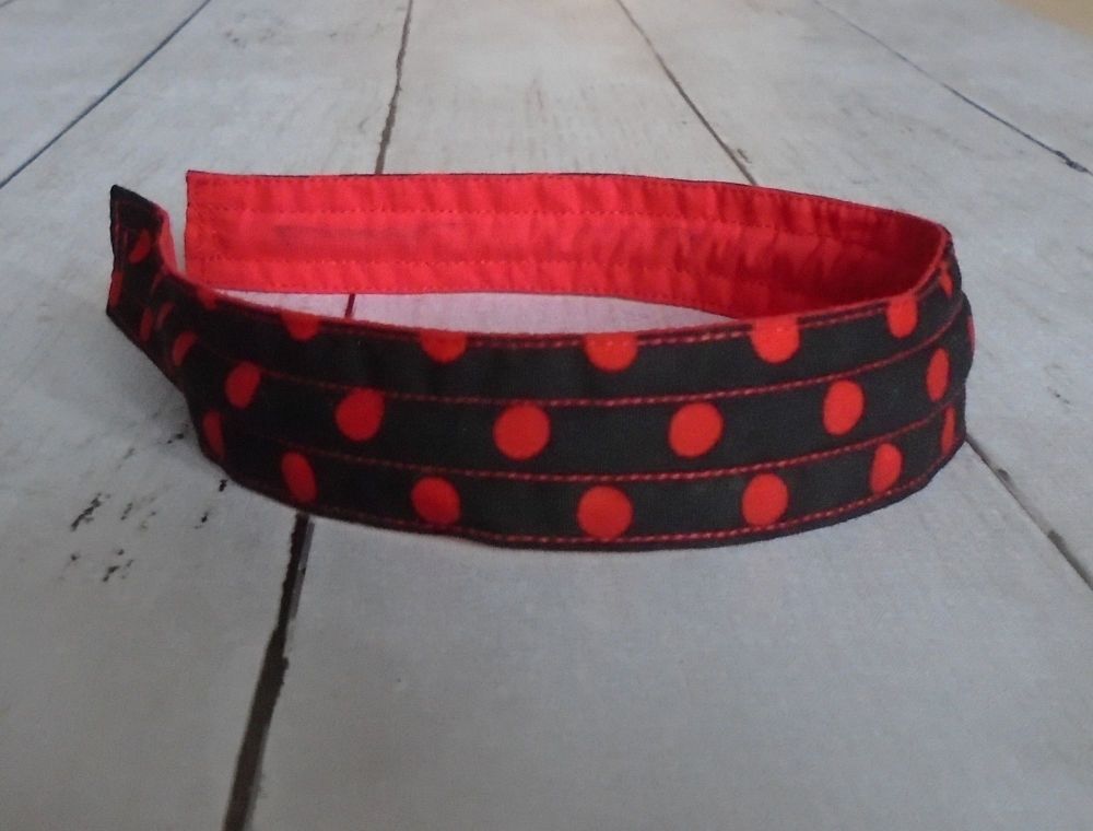 <!-- 002-->Polka Dot Red Reversible Headband