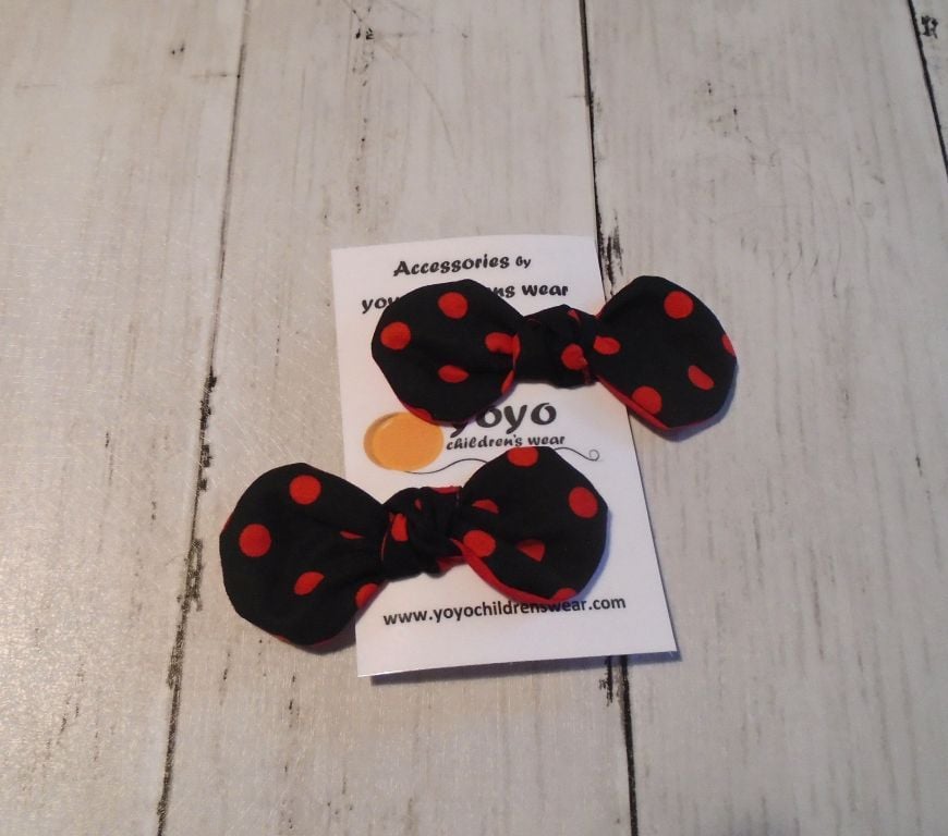 Polka Dot Red Hair Clips and Bobbles