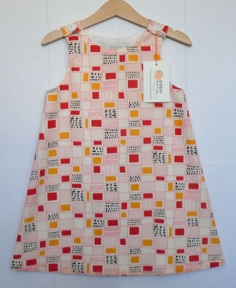 Red and Yellow Misshape Squares Dress