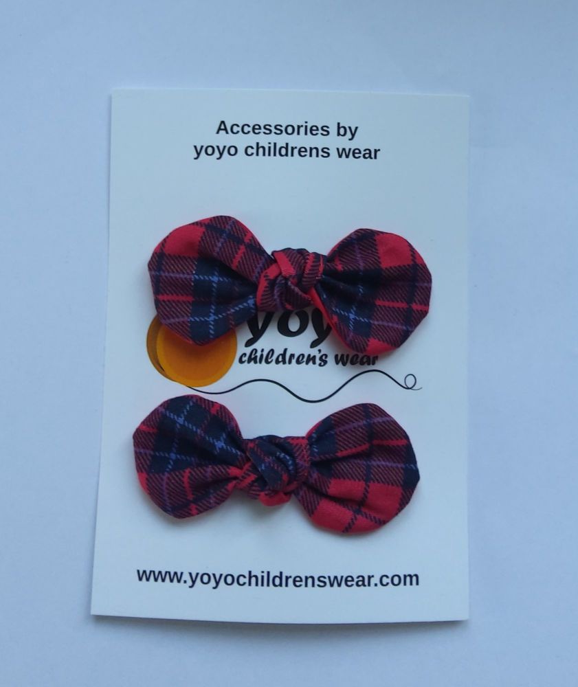 Red Check Hair Clips and Bobbles