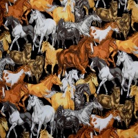 Novelty Fabric -In The Country Horses - per half metre