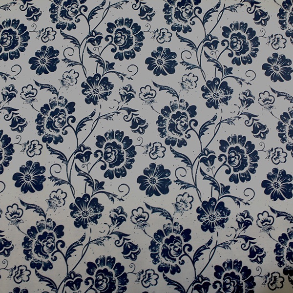 Navy & Cream Flower - sold by the metre