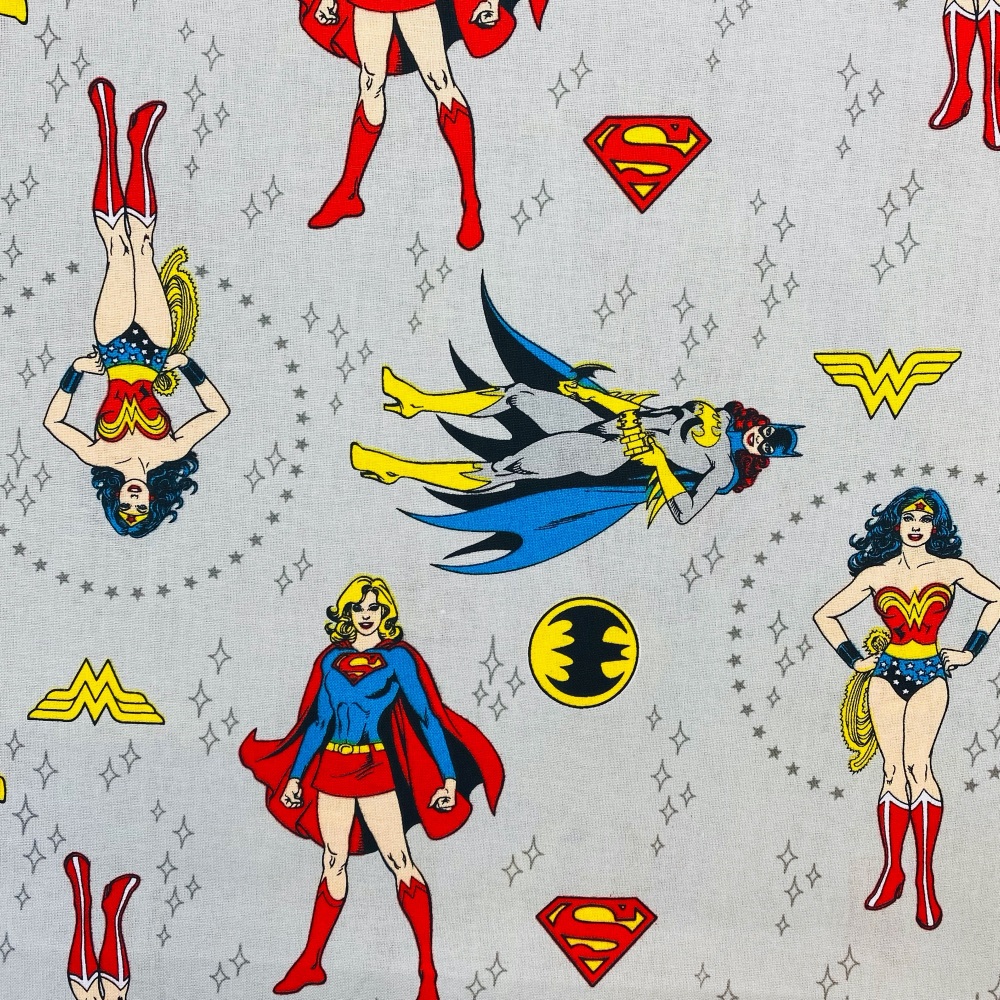 Wonder Woman/Batgirl/Superwoman Grey - per half metre