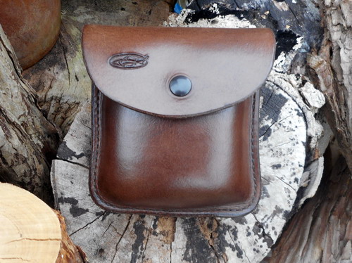 Ready To Go - 2oz 'Possibles' Brown Leather Pouch (Portrait) Press Stud Fas