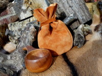 leather-bean bag possibles pouch with kuksa cup rusy gold