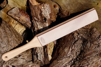 Sharpening-double sided hand strop in mink leather by beaver bushcraft