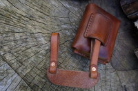 Leather-scandi style pouch adapter with pouch in saddle tan 2nd example exa