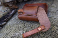 Leather-scandi style pouch adapter with pouch in saddle tan 3 rd example e