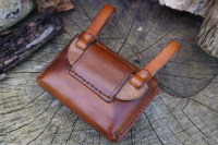 Leather-scandi style pouch adapter with pouch in saddle tan 4th example