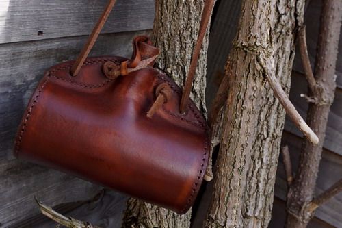 READY-2-GO - Handmade Leather 'The Barrel' Bottle/Canteen - Conker Brown