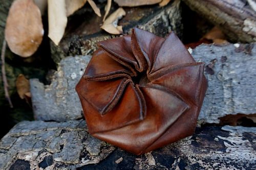 NEW - Hand Dyed Hazel Brown Leather 'Ebenezer' Coin Pouch - Self Closing