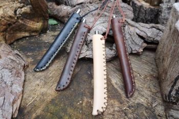 fire and leather fire storm sheaths hand crossed stitched by beaver bushcra