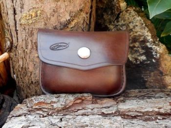 leather-1oz possibles pouch in brown hand saddle stitched brass stud