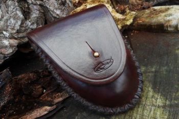 leather bespoke hudson bay pouch cross stitched by beaver bushcraft
