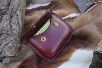 leather hand stitched burgandy leather tinder possibles pouch for beaver bu