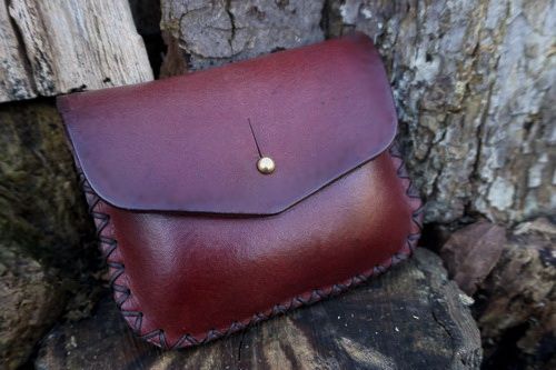 BESPOKE - 1oz Tin 'Possibles' Hand Stitched Leather Belt Pouch - HAND CROSS STITCHED (45-5042)