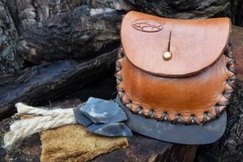 fire and leather distressed fire steel pouch by beaver bushcraft