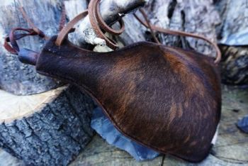 leather handmade skin animal hide leather bottle made by beaver bushcraft