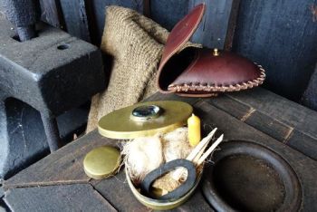 Fire &amp; leather. Hudson Bay Tinderbox and Tinder Pouch made by beaver bushcr