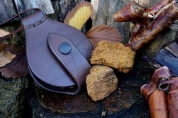 leather hand dyed wallnut brown saddle stitch solar pendant