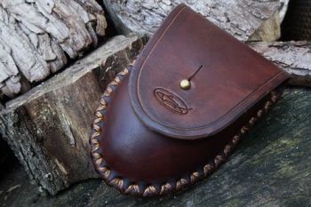 Leather hand dyed hudson bat tinderbox belt pouch made by beaver bushcraft