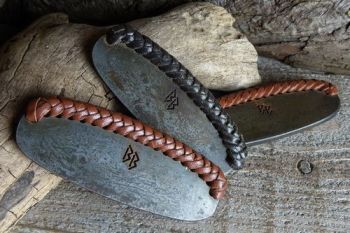 Fire steels with hand leather laced edge for grip by beaver bushcraft
