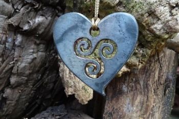 fire steel by beaver bushcraft of triskele heart pendant