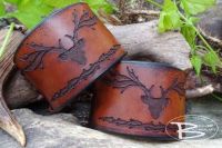 Hand Crafted Viking Styled Wrist Leather Cuff - Stag Head Design