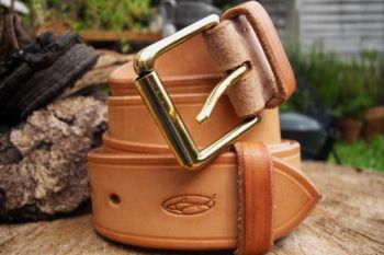 leather 911 hand stitched belt in blonde by beaver bushcraft