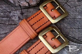 BESPOKE - Hand Stitched '306' Classic Leather Belt - Full 'Solid Brass' Buckle - (45-3306)