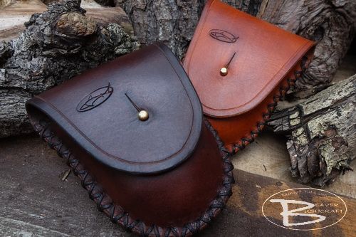 Bushcraft handmade leather belt pouch and 1 oz tinder box 