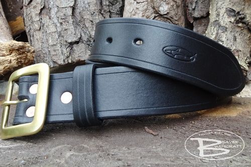  BESPOKE - Handmade 101 Classic Leather Belt - Full 'Solid Brass' Buckle - Copper Riveted (45-3101)