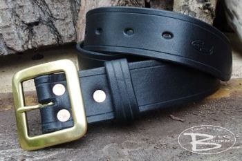 Bespoke Handcrafted '101' Classic Leather Belt - Full 'Solid Brass' Buckle  - Copper Riveted (45-3101)
