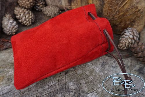 Suede Leather Red Drawstring 'Possibles' Pouch (45-6220) 