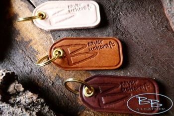 Leather key rings with brass fittings made in natural leather by beaver bus