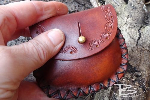 Leather Hand 'Tooled' Decorative Design Pocket Mini 'Possibles' Pouch/Coin 