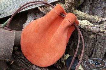Leather soft pouch in rich rust shade by beaver bushcraft