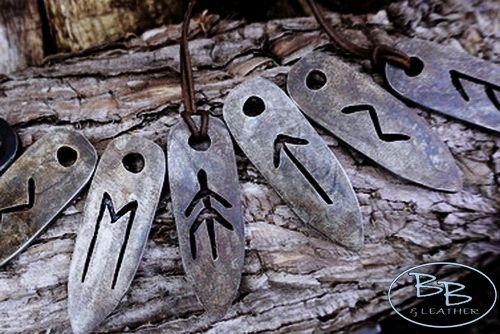 Viking Runes  Flint & Steel Fire Striker Pendant 