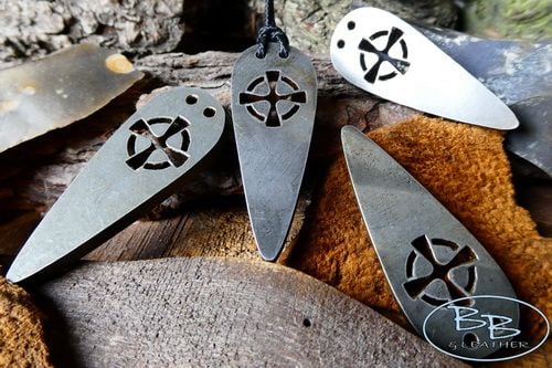 Viking Pendant Shield Striker - 50mm - Celtic Cross - 'Flint & Steel' (862-1804-50)