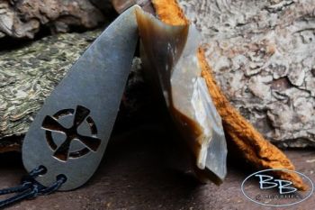 Fire steel pendant celtic cross with amdou and flint by beaver bushcraft