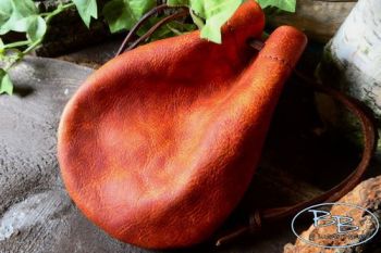 Leather old soft red dragon skin tinder pouch by beaver bushcraft